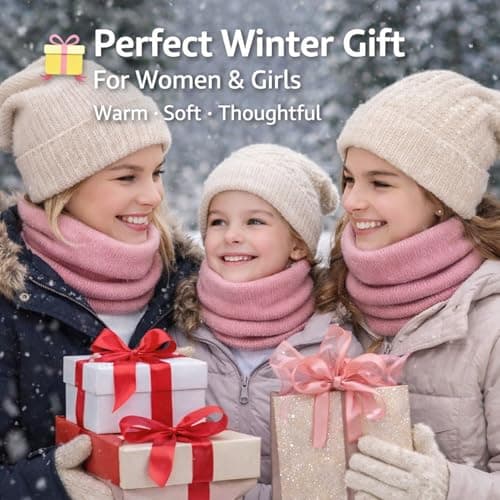 Knitted Snood Neck Warmer, Dusty Pink Plush-Lined Pull-On Tube, 1-Pack — view 5
