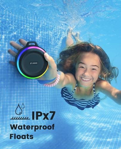 Kunodi Bluetooth Shower Speaker with IPX7 Waterproof, Portable wireless speaker with Dynamic Lights, 5W Clear Sound, True Wireless Stereo, Clip Portable for Pool Beach Boat Kayak Float Golf — view 2