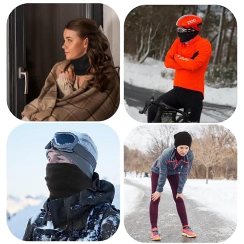 OBSGUMU Neck Warmer for Men Women Fleece Neck Warmer Thermal Snoods for Men Windproof Thermal Knitted Neck Snood Scarf Dust Skiing Circle for Outdoor Sport Black Snoods — view 6