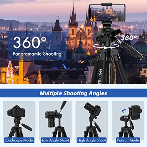 MACTREM 75 Inch Camera Tripod for Sony Canon Nikon, Lightweight Travel Video Aluminum Tripod Stand with Cell Phone Mount for iPad Phone — view 6