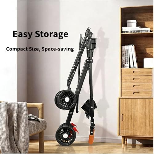 Simanli Pet Stroller for Small Cats Dogs Foldable 3-in-1 Dog Strollers Portable Puppy Trolley with 4 Wheels for Travel Camping Walk with Storage Bag(Black) — view 5