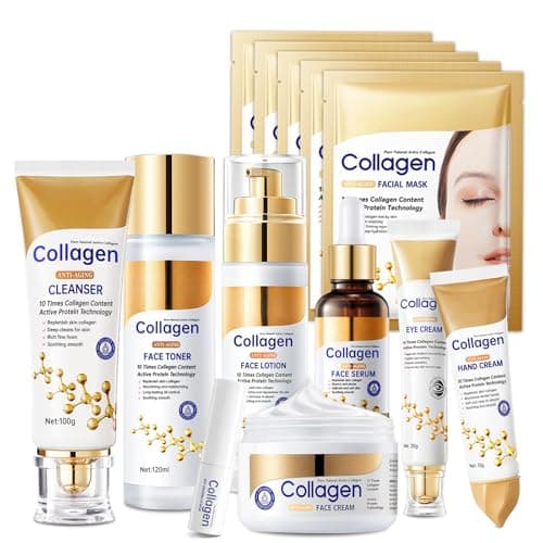 Collagen Skin Care Set, 13-In-1 Travel Skincare Kits for Firming Skin, Shrink Pores, Anti Aging Skincare Set for Reduce Wrinkles, Smooth Fine Lines, Hydrating, Facial Kits for Women & Girls.