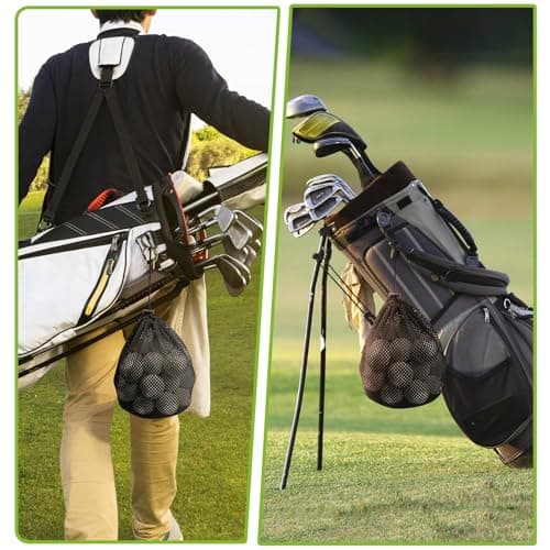 Mordx Golf Ball Storage Bag-6 Pack Mesh Bags with Drawstring，Golf Shag Bag Organizer,Sports Equipment Organizer Sack，for Collecting Half Balls Tennis Beach Travel (6, 15x20cm — view 4