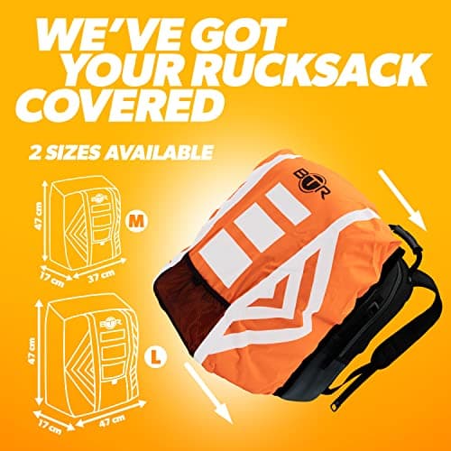 BTR Waterproof High Visibility Backpack Cover. High Viz Rucksack Cover With Reflective 3M Tape. Orange Medium — view 6