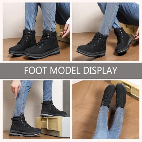 Bravover Walking Boots Womens Ankle Boots Hiking Boots Waterproof Mid Calf Boots Lace up Zipper lightweight Non-Slip Outdoor Trekking Boots for Women — view 2