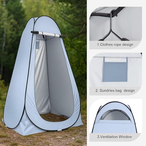 BREEZENEST Pop Up Tent | Toilet Tent for Camping Portable Privacy Shelter | Shower Tent for Outdoor Changing, Beach, Fishing | Instant Pop Up Toilet & Changing Room (Grey) — view 3