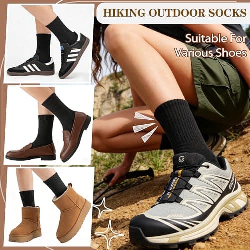 PROETRADE Merino Wool Thermal Socks for Womens Walking Winter Warm Thick Cosy Gift Stocking Fillers Women Boot Crew Comfy Ladies Hiking Work Socks 5 Pack (Black) — view 6