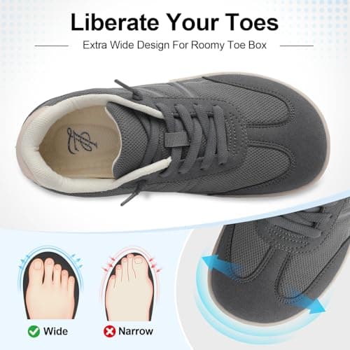 JOINFREE Women's Wide Fit Trainers Slip On Casual Walking Shoes Grey — view 3