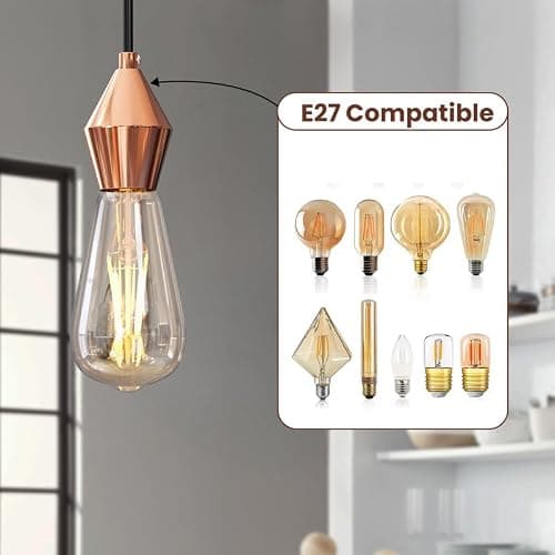 DC VOLTAGE Vintage Antique Retro Metal Bulb Socket Lamp Holder Lamp Shades Industrial Edison E27 Bulb Light Socket - Rose Gold — view 5