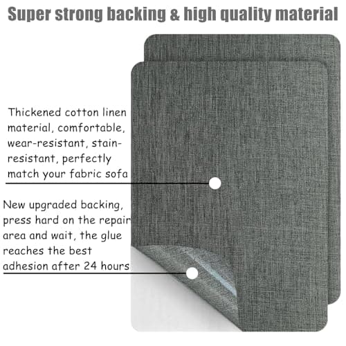 3 PCS Self-Adhesive Linen Fabric Patches,Large Repair Patches for Sofas, Chairs, Shoe and Clothes, Heavy-Duty Dark Grey Carpet Repair Kit,Easy to Cut & Reusable (20.3x27.9CM) — view 2