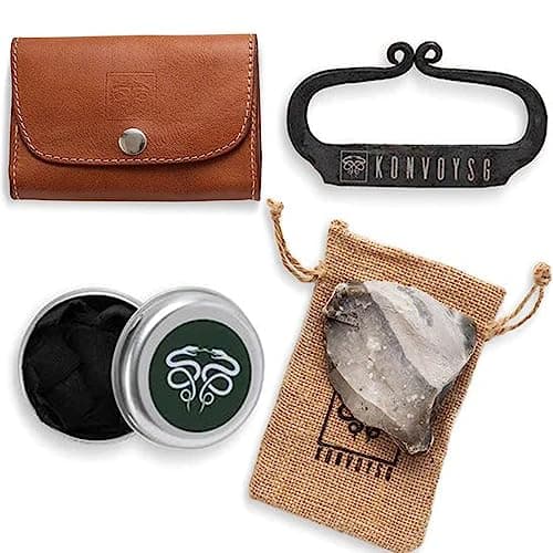 The Artisan Heritage Fire Kit – Hand-Forged Carbon Steel & English Flint in a Premium Top-Grain Leather Pouch (Tan/Coyote Brown)