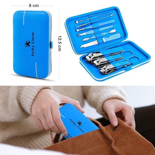 Manicure Set 10pcs Professional Nail Clippers Kit, Blue — view 3