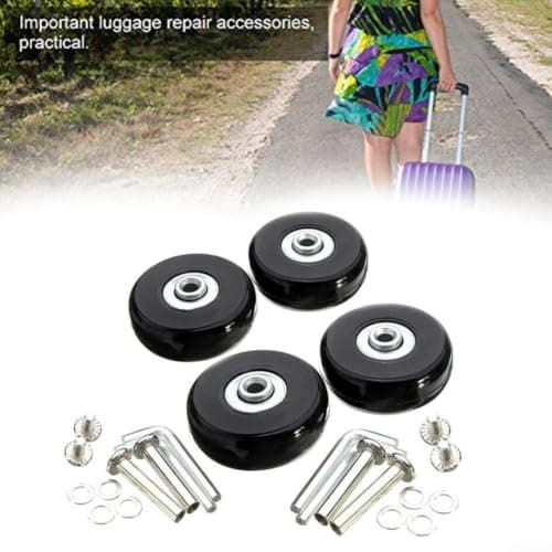 4Pcs 50mm Rubber Suitcase Replacement Wheels with Axles & Screws(50x18MM) — view 3