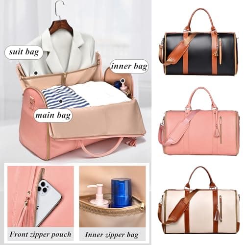 Foldable Travel Bag 2.0, Convertible Garment Duffel Bag, Wrinkle-Free Suit Bags, Durable & Water-Resistant, Large Capacity (Beige) — view 6