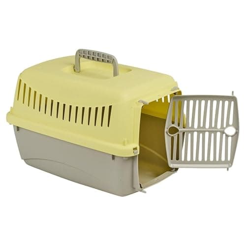 URBNLIVING Transportini Pet Carrier Travel Crate for Cats & Small Dogs | Portable Lightweight Cage with Ventilation | Pastel Design - Large - yellow — view 5