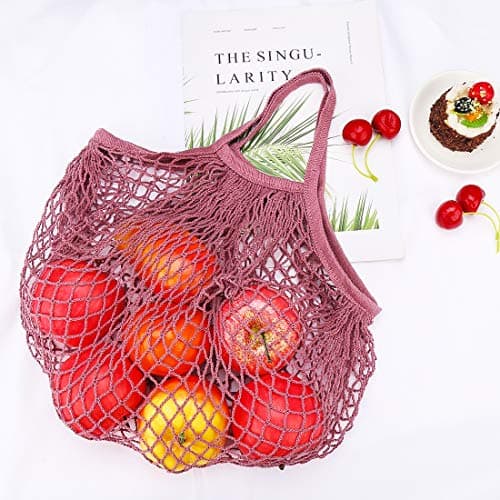 Reusable Net String Shopping Bags,TOTKEN 3 Pack Cotton Mesh Produce Bags Organic Grocery Shopping Bags Tote Handbag for Vegetables Fruits Commodities Outgoing Travel — view 2
