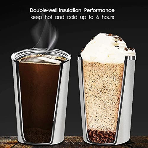 Insulated Coffee Cup, Senelux Double Walled Insulated Stainless Vacuum Coffee Travel Mug with Leakproof Flip for Keep Hot/Ice Coffee, Tea and Beer 18oz (510ml) Cream — view 2