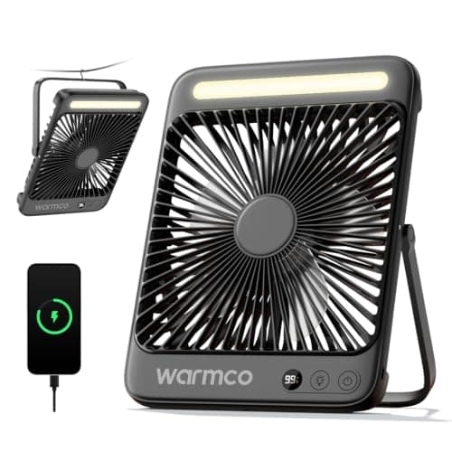 Warmco D4 Rechargeable Camping Fan 20000mAh, LED Lantern, 48H Runtime