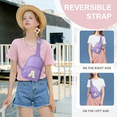 YOOLIFE Gifts for 4 5 6 7 8 9 10 11 12 13 14 15 Year Old Girl - Birthday Gifts for 16th 18th Girl Daughter Sister Niece, Initial Sling Bag Crossbody Bags Fanny Pack Purse for Kids Girls, Purple L — view 2