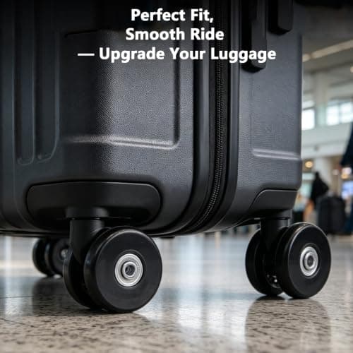 HKATOPS Luggage Replacement Wheels Set, 4 Pack Rubber Caster Wheels with Bearings & Axles for Suitcase Trolley Repair (50mm*18mm) — view 3
