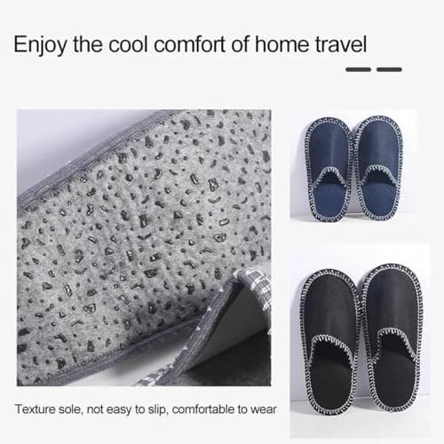 6 Pair Guest House Slippers Set, Felt Slippers in 3 Sizes & Storage Bag, Anti-Slip & Washable, Perfect for Family Travel — view 6