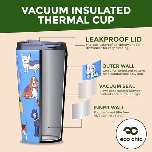 Eco Chic Reusable Thermal Coffee Cup Stainless Steel Leakproof Insulated 330ml Travel Mug (Cute Sheep Green) — view 4