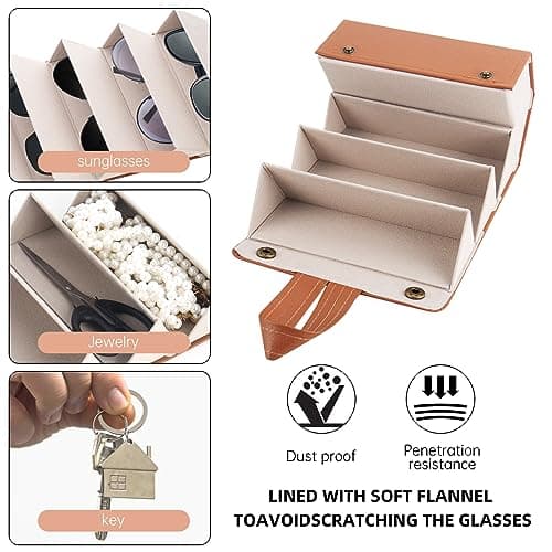 CTDMJ Sunglasses Storage Box, 6-Slot Travel Sunglasses Organizer, Leatherette Sunglass Storage Organiser, Foldable Glasses Storage Case, Sunglasses Holder for Women and Men — view 3