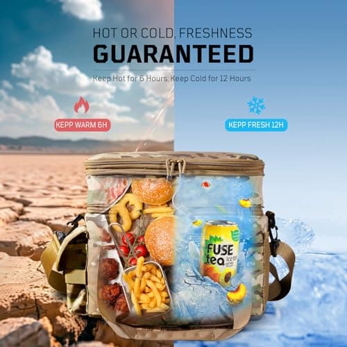 1TG Tactical Insulated Lunch Bag, Cooler Bag Thermal Food Delivery Bag Insulated Picnic Lunch Bag Foldable Cool Box for Work Travel Camping Picnic Beach, 18L-24L, Camo — view 3