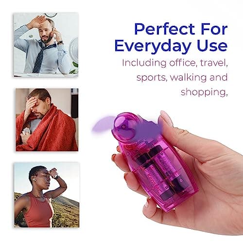DIVCHI Pack of 2 Mini Portable Pocket Hand Held Fan Cool Air Travel Fan For Men Women, Kids Batteries Included — view 4