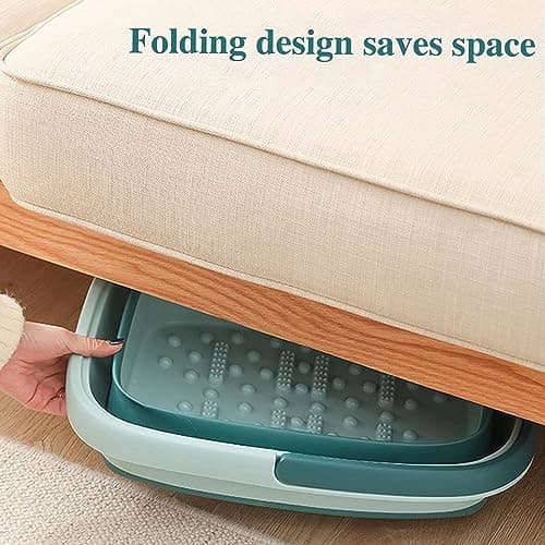 Foot Bath Basin with Massage Acupoint,Collapsible Plastic Pedicure Bowl with Handles,Foot Spa Bath 15L/4 Gallons Foot Soak Bowl and Mop Cleaning Bucket(Green) — view 3
