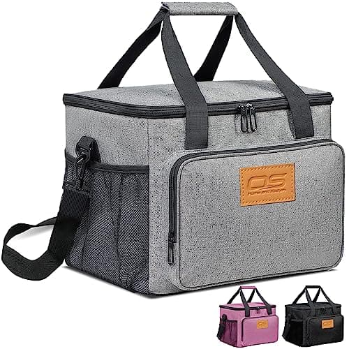 Insulated Portable Food Cooler Bag, Large Capacity, Waterproof, Lightweight, for Camping, BBQ, Travel, and Outdoor Activities (Grey, 24L)