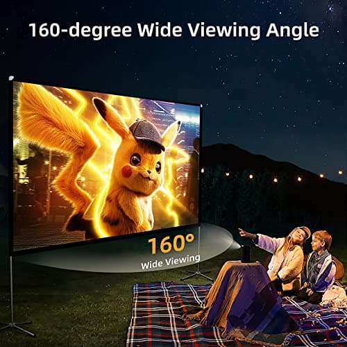 Portable Projector Screen with Stand Outdoor: Camping Projection Screen 80 inch 4K Movie Screen for Home Backyard Indoor 16:9 HD Night — view 4