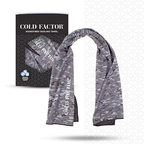 COLD FACTOR Instant Cooling Towel - Sports Cooling Towel with UPF 50+ and Reflective Protection - Moisture Wicking, Chemical-Free Evaporative Cooling for Hot Weather, Runners & Athlete (Camo, 1 Pack)