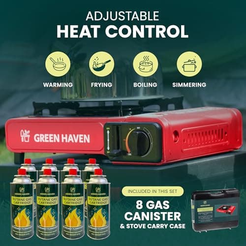Green Haven Camping Stove Gas Portable | 2100W Cooker with 8 Gas Canisters — view 3