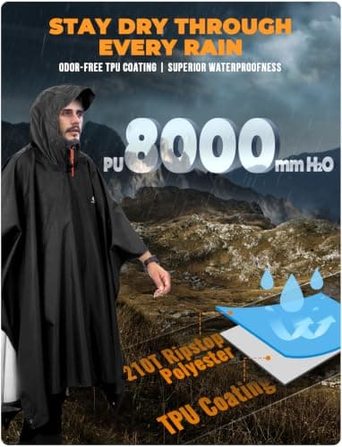 ANYOO Waterproof Rain Poncho Lightweight Reusable Adult Unisex Multi-use — view 4
