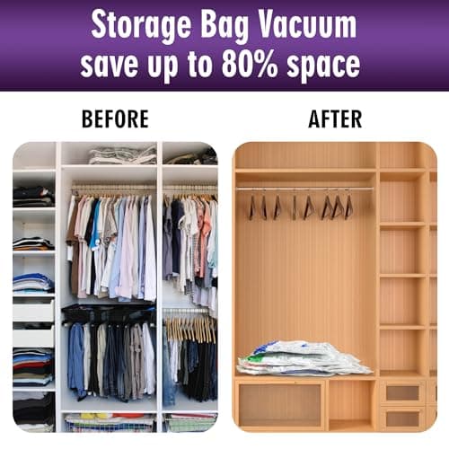 STORAGE MASTER Space Saver Bags for Travel and Home Reusable Vacuum Storage Bags Save 80% More Storage Space Work with Vacuum Cleaner (9 Large, No Pump Included) — view 6