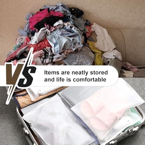 KINETOX 40PCS Reusable Ziplock Bags Large 20 x 30 cm Frosted Waterproof Plastic Clothes Bags Hospital Bag Organiser Pouches Zip Lock Travel Bag for Wardrobe Cosmetics Shoes Suitcase Organiser — view 6