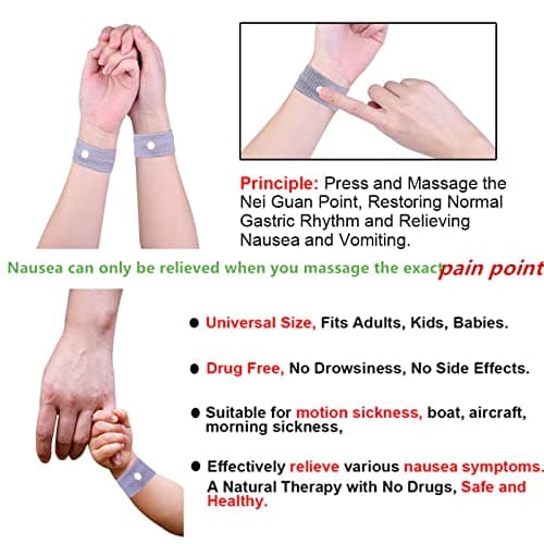 Anti Nausea Travel Sickness Wristbands, 2 Pairs Motion Sickness Bands — view 2
