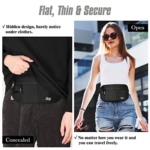 MoKo Travel Money Belt with RFID Blocking and 3 Pockets — view 3