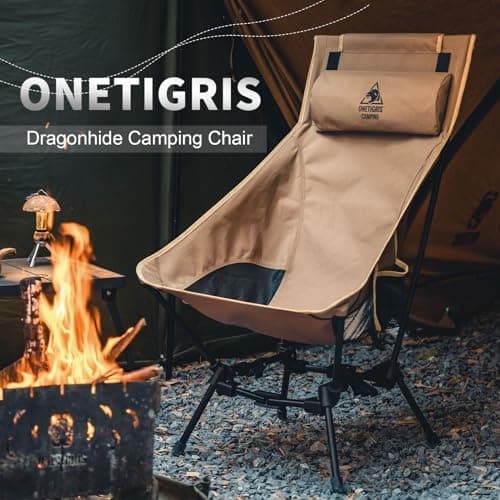 OneTigris Dragonhide Oversized Camping Chair with Pillow Design, Compact Comfortable Widened Seat Folding for Camping, Travel, Beach, 275 lbs Capacity — view 3