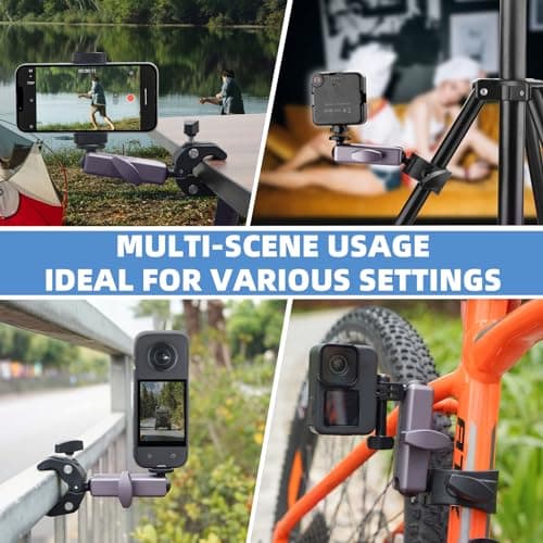 BRDRC Pocket 3 4 4P Camera Bike Mount Clamp Motorcycle Handle Holder for Insta360 X6/X5/X4/Ace Pro 2/Go 3S, DJI Osmo Pocket 4/4P/3/Mobile 8/7/Action 6 5 Pro 4 3, GoPro Hero/Max/Mini Accessories — view 6