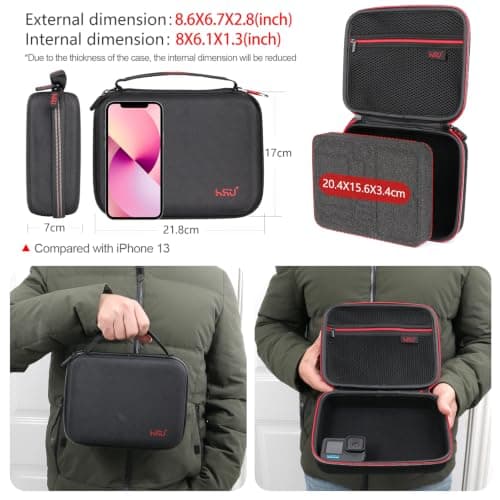 HSU Middle Protective Carrying Case for GoPro Hero 13, 12, 11, 10, 9, 8, 7, 6, 5, 4 Black and Accessories, Compact and Safe Action Camera Travel Storage Solution for Adventurers — view 2