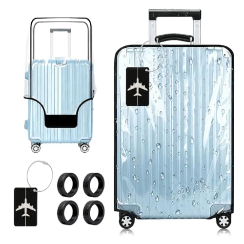 LIUCONGBD 28in Suitcase Cover Clear, Dustproof PVC with Tag and Wheel Cover