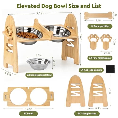 Raised Dog Bowls with Stand 6 Level Adjustable,2 Stainless Steel Pet Bowls — view 5