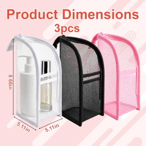 Standing Toiletry Bag, Cosmetic Travel Bag, 3 Pcs Portable Lightweight Travel Toiletry Bag for Business Trips and Weekend Getaways, Ideal for Frequent Travelers (Pink+Black+White) — view 2