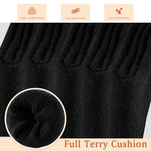 Niorasen Thermal Wool Socks for Women 5 Pairs Multipack, Ladies Warm Winter Walking Hiking Crew Socks for Boots, Thick Comfy Cushioned, Black & Multicolour, Valentines Birthday Gifts for Girlfriend — view 6