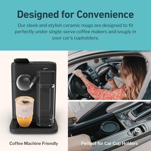NOVA CERAMICS Travel Mug - Travel Coffee Tumbler – Coffee Mug with Lid Unique to Go Mug – Microwave & Dishwasher Safe Coffee Travel Cup - Gifts for Women Men Him Her – 355ml - Grapefruit — view 6