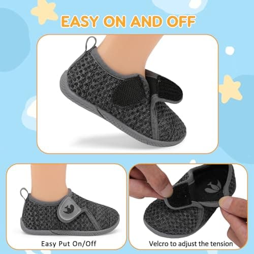 JOINFREE Baby Shoes Boys Girls Toddler Walking Trainers Dark Grey — view 2