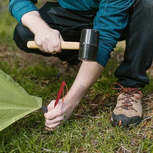 20PCS Tent Pegs, Heavy Duty Metal Tent Pegs Camping Tent Stakes Nail with Reflective Rope Storage Bag for Camping,Beach,Outdoor and Sand, Red — view 5