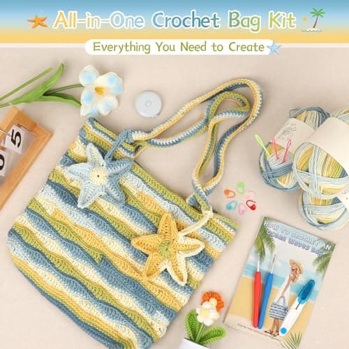 Reessy Crochet Bag Kit, Beach Wave Bag Crochet Kits for Beginners Adult — view 6